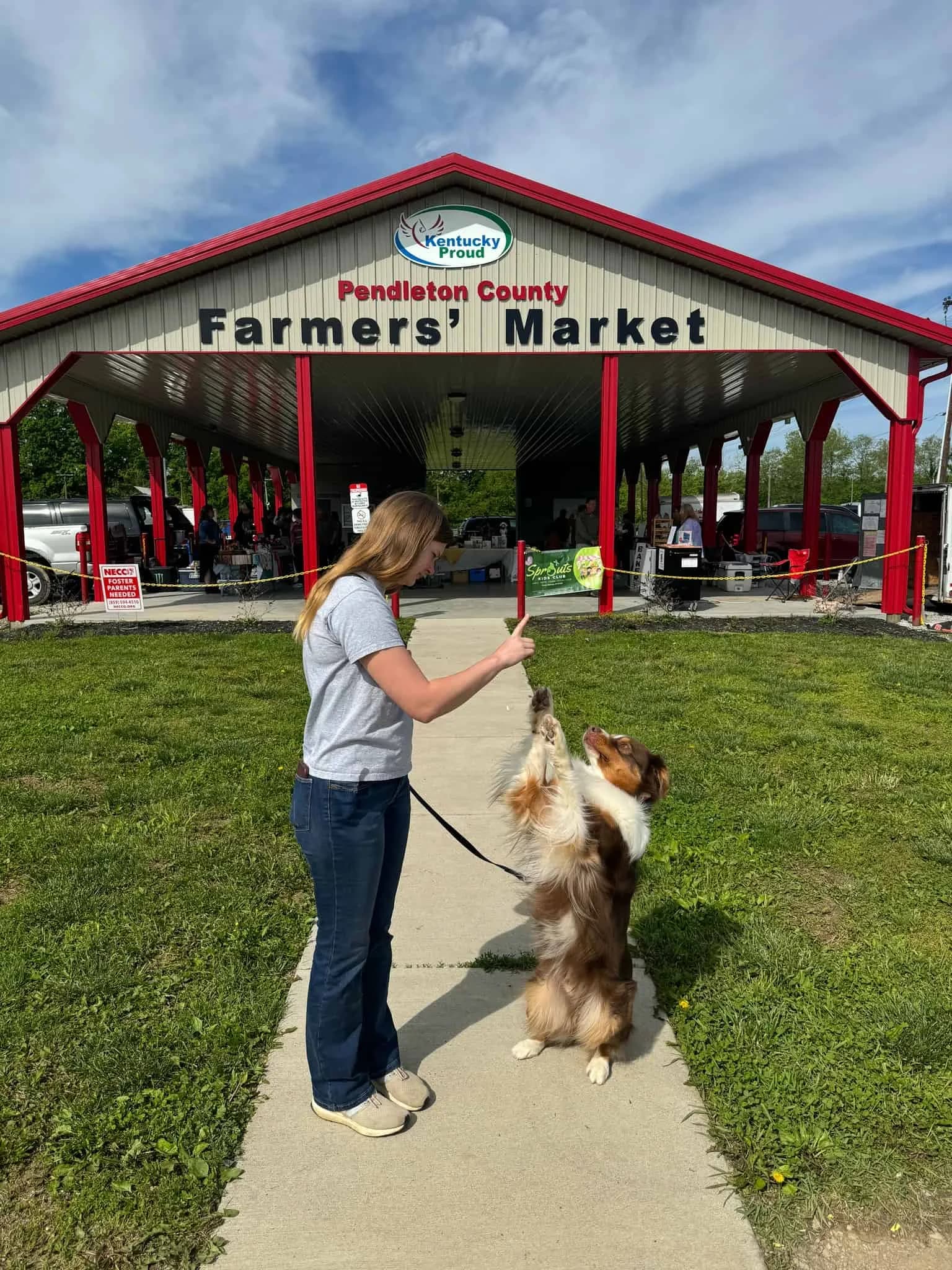 Aubrey at the farmers market, demonstrating the confident public behavior that comes from individual socialization