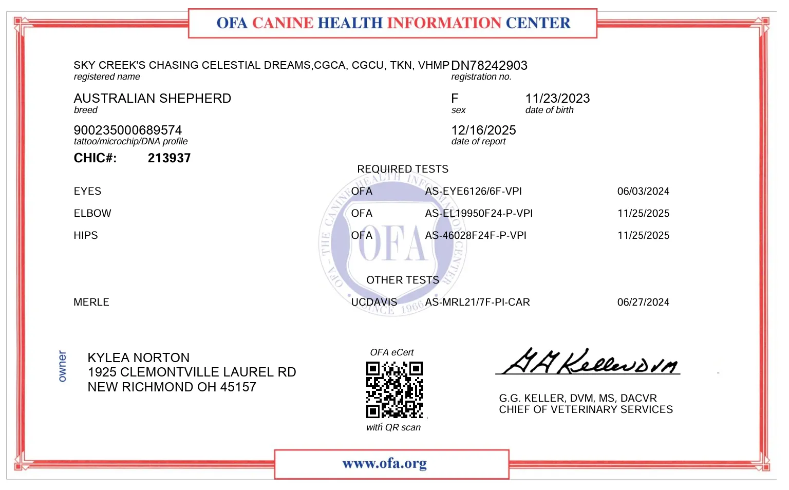 Lyra — CHIC Certificate
