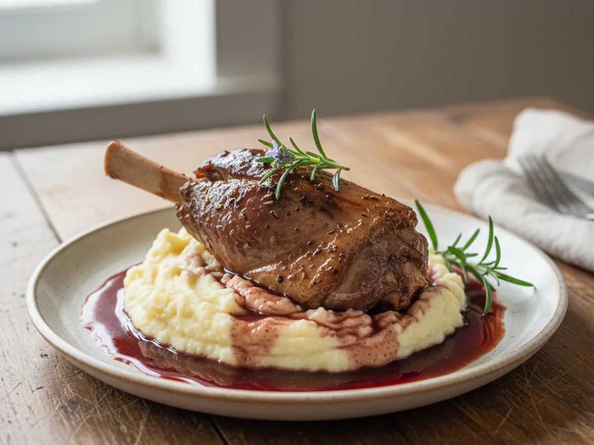 Red Wine Braised Pastured Lamb Shanks