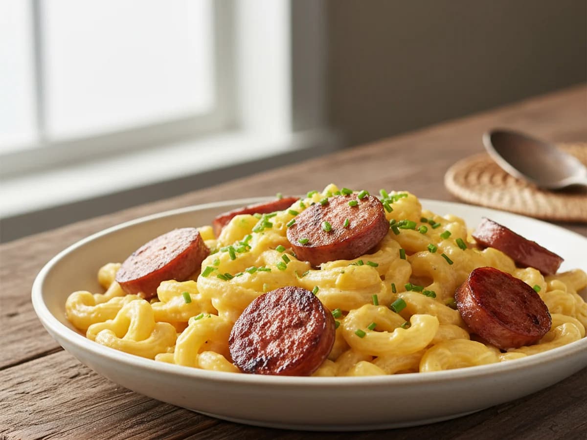 Pastured Bratwurst & Beer Cheese Pasta