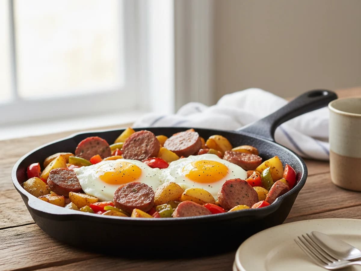 Pastured Bratwurst Breakfast Hash