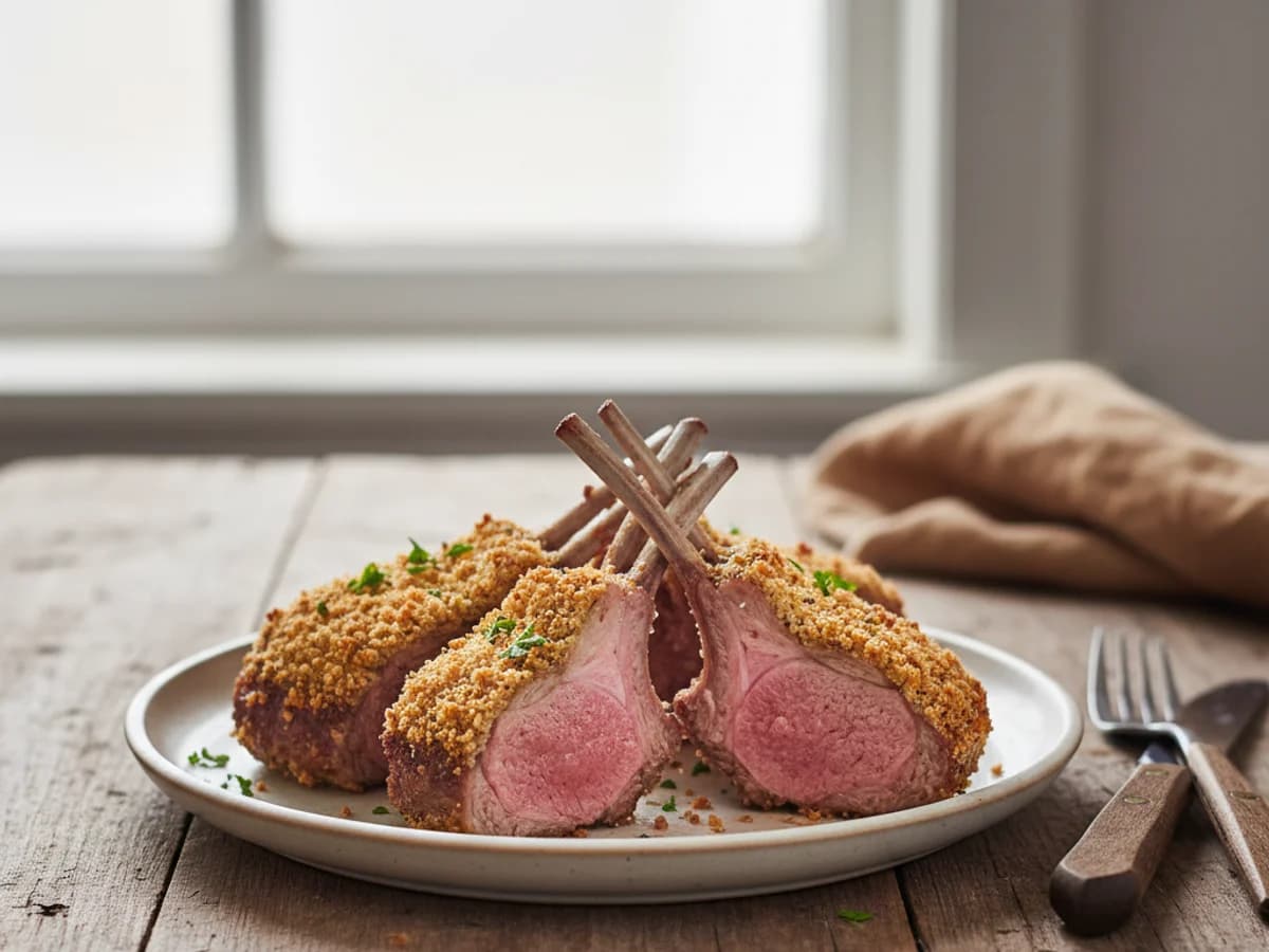 Dijon-Panko Crusted Pastured Lamb Rib Chops
