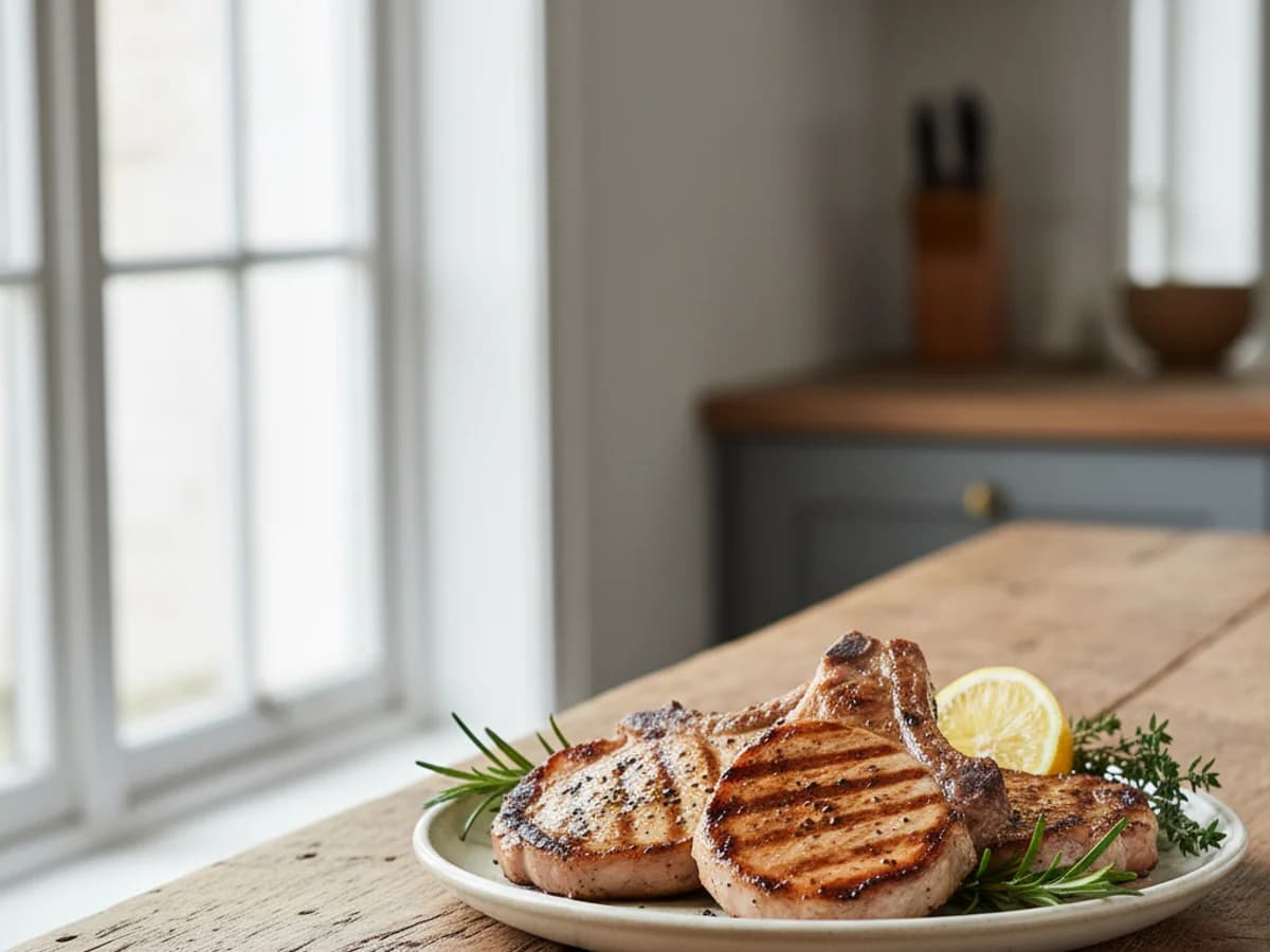 Grilled Marinated Pastured Boneless Pork Chops