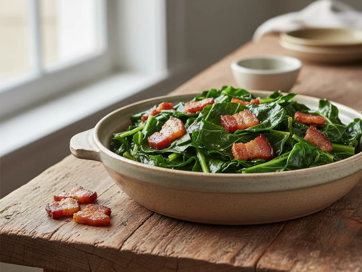 Pastured Jowl Bacon Braised Greens