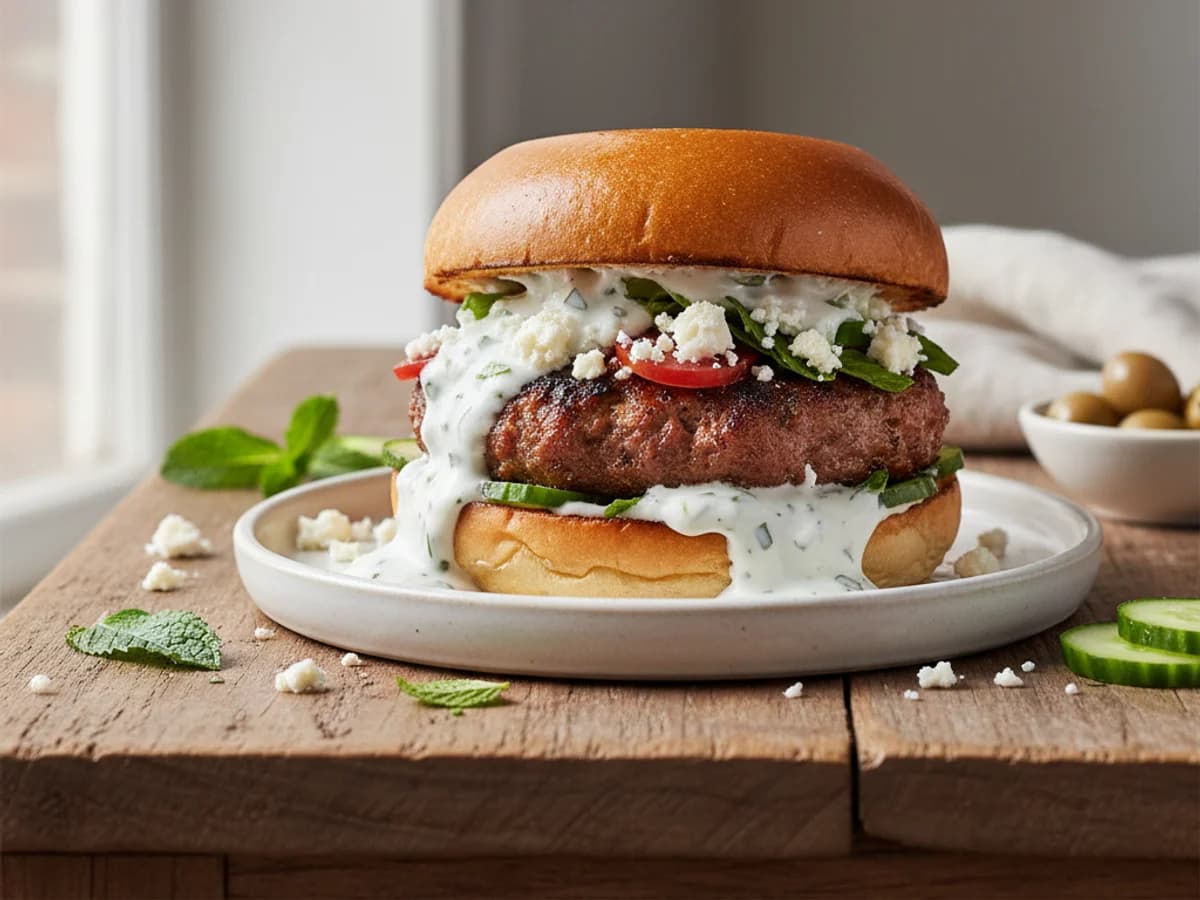Pastured Lamb Burgers with Feta