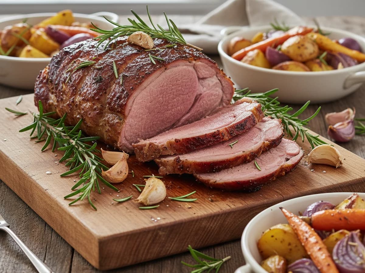 Garlic Rosemary Roast Pastured Leg of Lamb