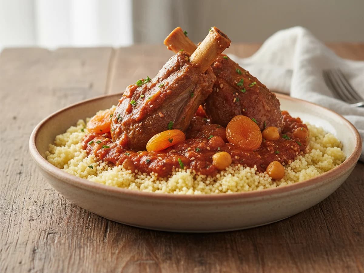 Slow-Cooker Moroccan Pastured Lamb Shanks